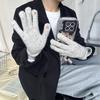 Luochi Knitting Женские разноцветные точечные перчатки без пальцев из смесовой шерсти - Универсальная зимняя мода и защита от холода.