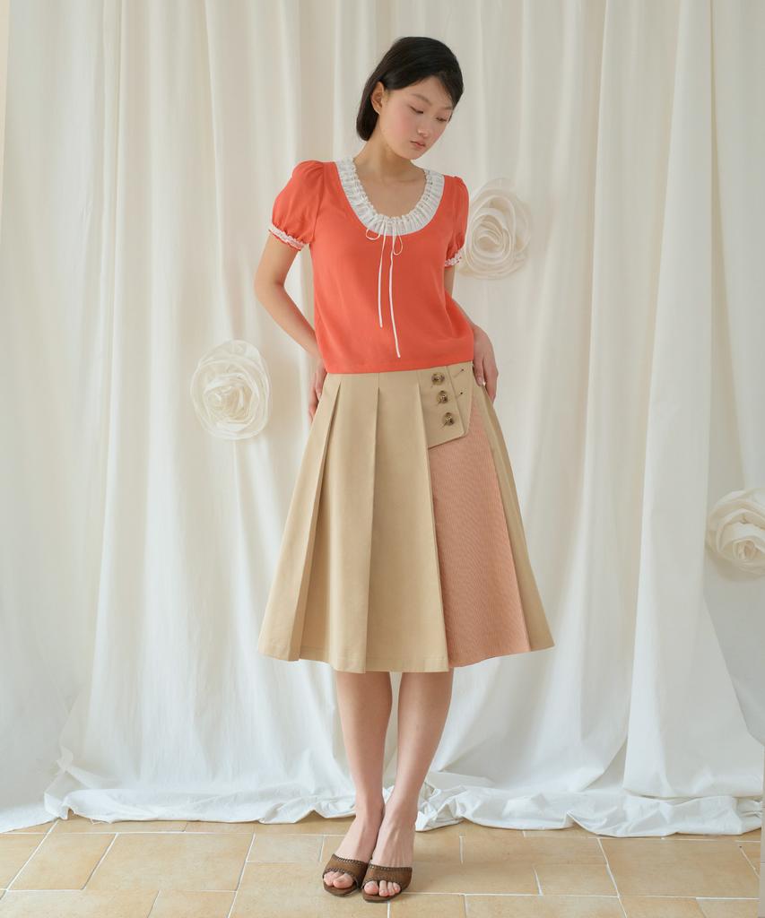 Sennyu Point Stripe Pleats Skirt