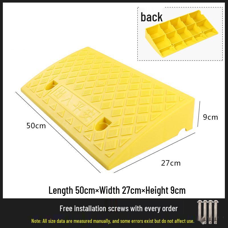 Car Curb Ramp: Plastic Step Pad for Sill, Edge, or Slope, Ideal for Uphill Climbing and Speed Bump Triangle Pad