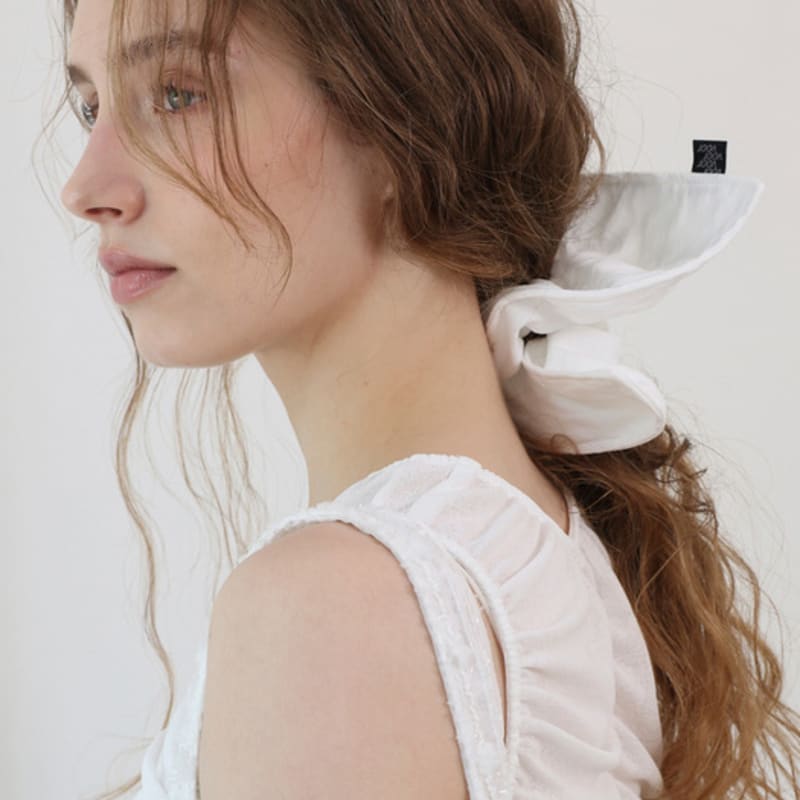 Для квадратной резинки для волос «Цветок хлопка»_Белый