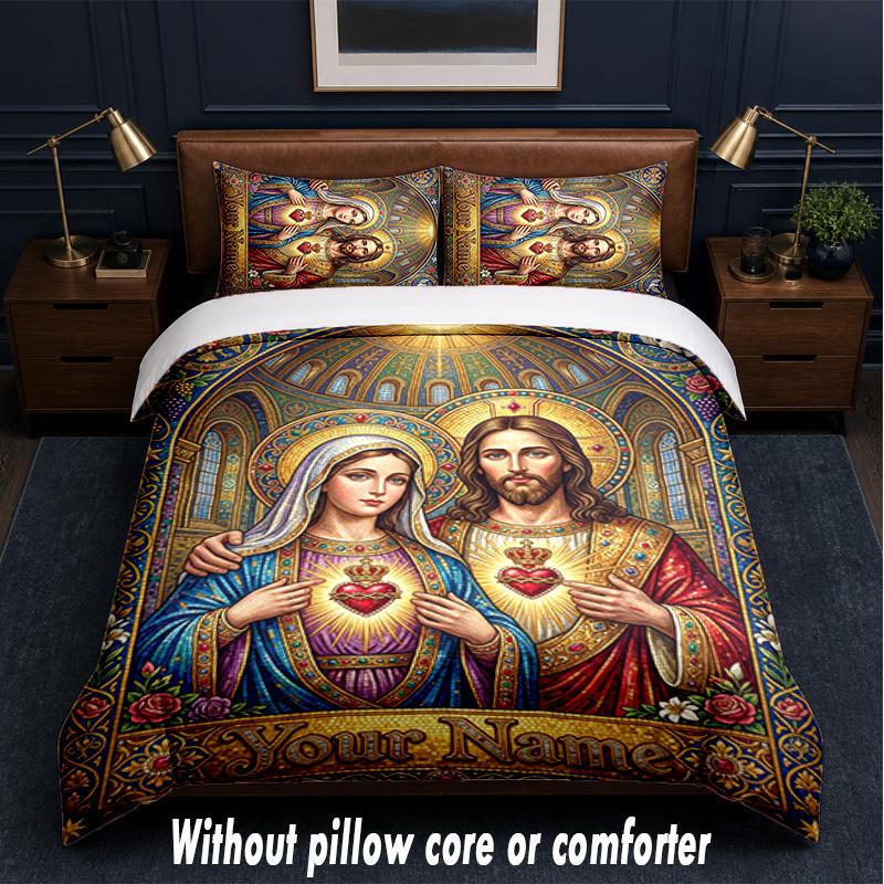 Valentine Love Theme Custom Text Or Name 3Pcs Bedding Set,1 Flat Sheet & 2 Pillowcases Personalized Home Bedding