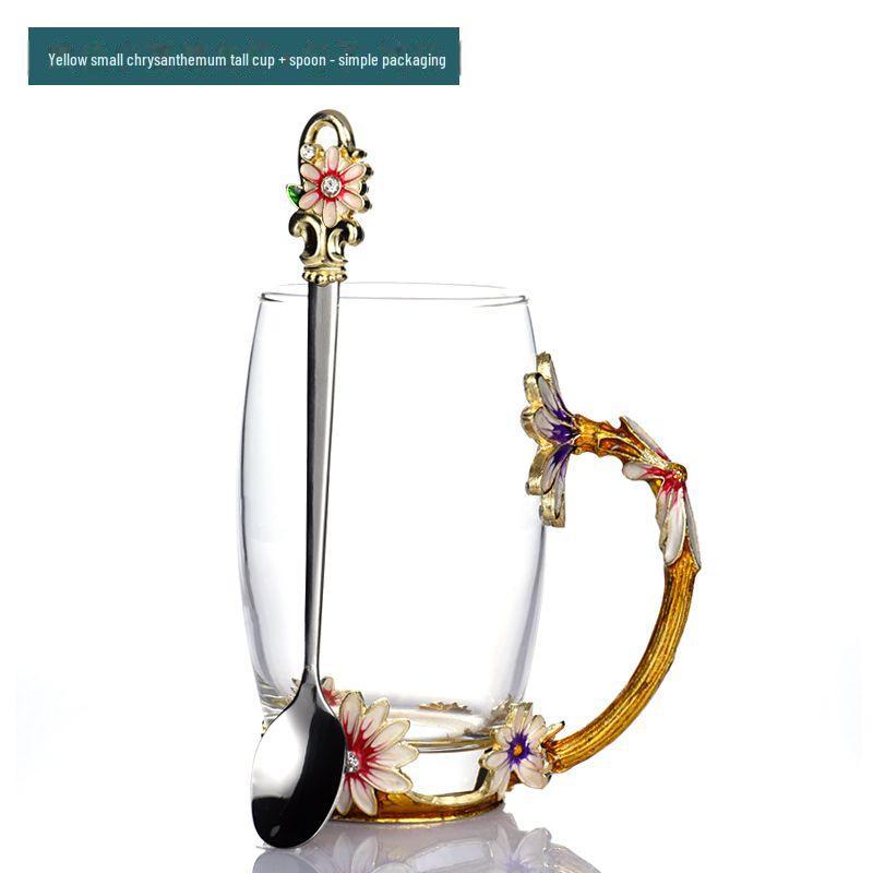 Чайная чашка из термостойкого хрустального стекла с эмалью Daisy — идеальный подарок на день рождения или праздник