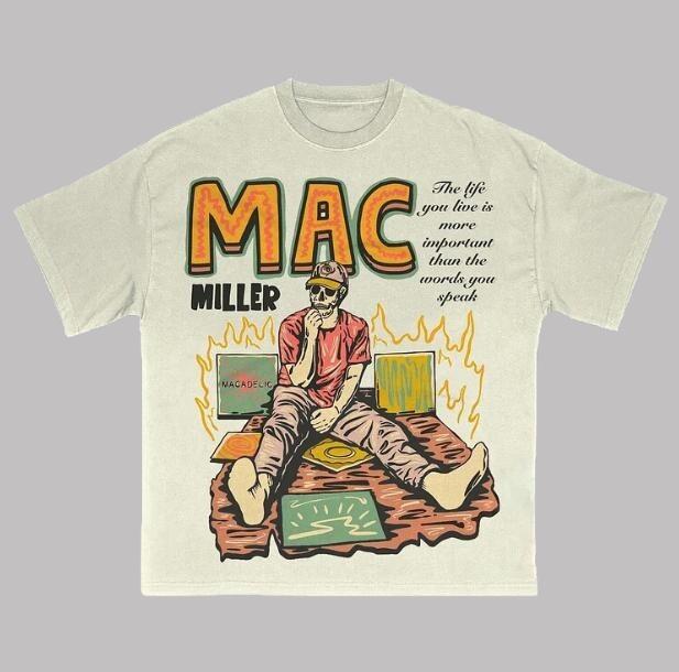 Футболка унисекс с графическим изображением черепа в стиле Mac Miller, винтажная, для рэпа, хип-хопа, уличной моды