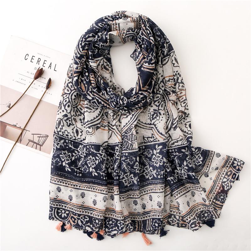 New Fashion Summer Women Scarf Bohemia Flower Beach Hijab Shawls and Wraps Female Foulard Echarpe Designer Pashmina Bandana