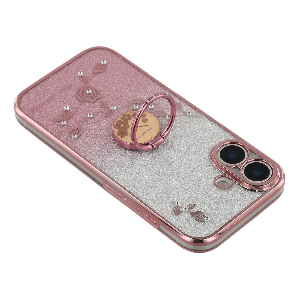 KADEM For iPhone 17 Case Ring Kickstand TPU Flowers Phone Cover Gradient Glitter