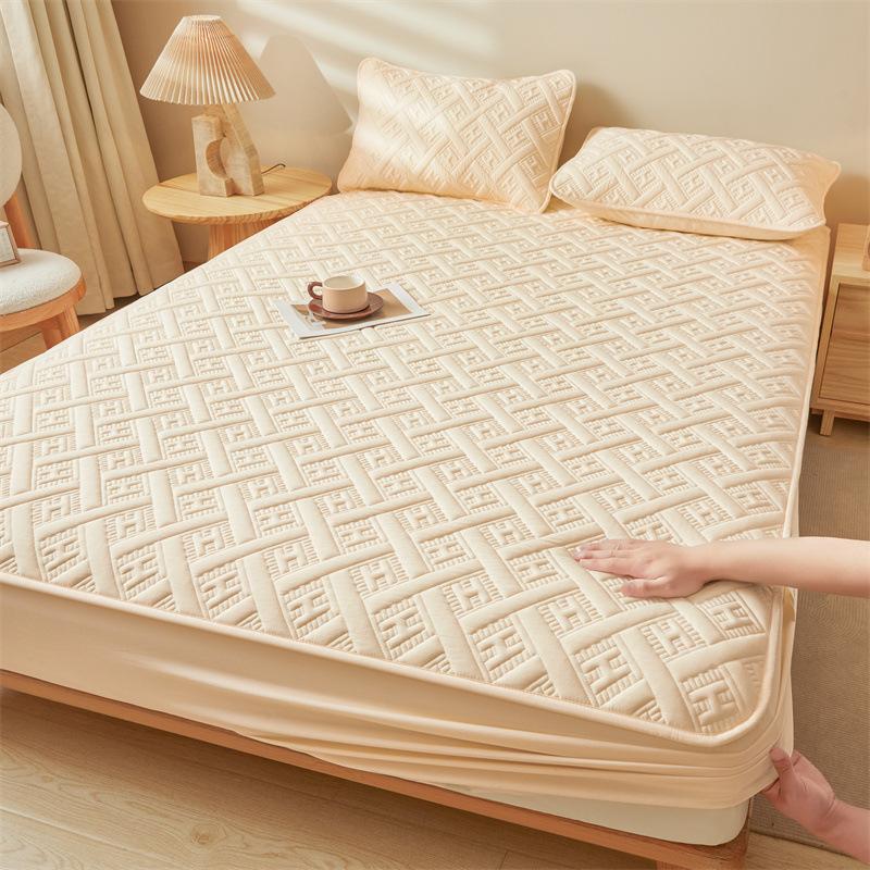 Class A Raw Cotton Soybean Padded Mattress, Thickened Solid Color Cotton Mattress, Mattress Protective Cover, Dust-proof and Non-slip Bed Sheet Cover