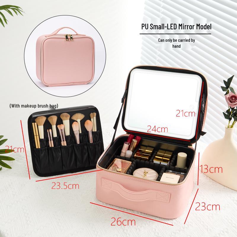 Women's LED Light Makeup Bag with Mirror 2025 – Large Capacity Handheld Cosmetic Storage Box