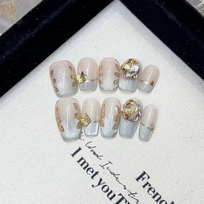 Чисто ручная работа Фототерапия Носите часть ногтей в тумане и носите готовый продукт Многоразовые патчи для ногтей