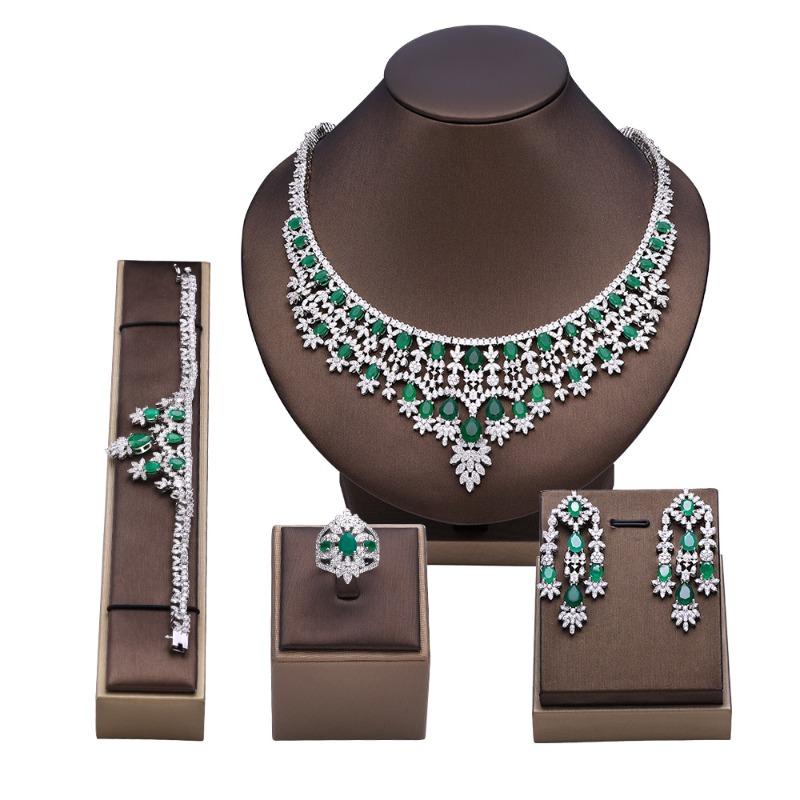 Свадебная цепь Элегантный роскошный набор с красными сапфирами Тяжелая промышленность Ювелирные изделия Женские украшения