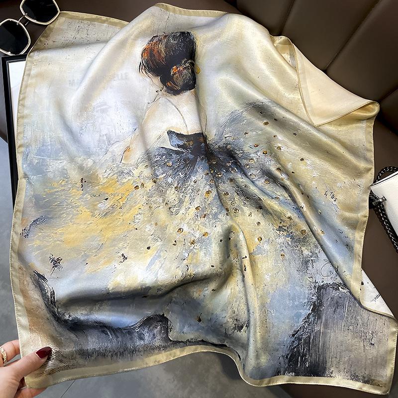 Pure Silk Square Print Feeling Scarf Design Women Shawl Wraps Foulard Hijab Headband Scarves Pashmina Paisley Bandana Scarves