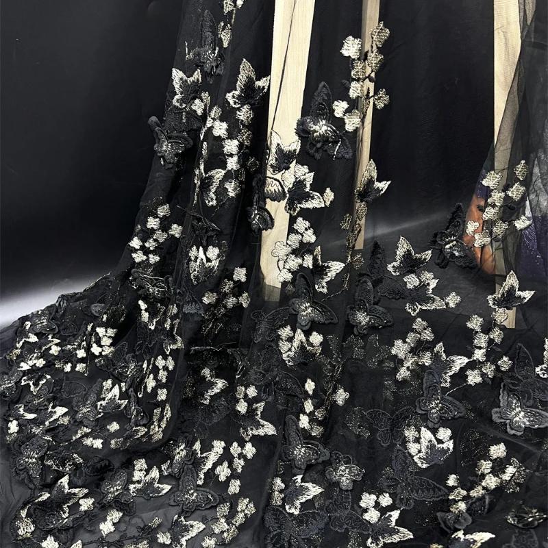 3D вышитая вручную ткань для свадьбы Ткань Бабочка Вышивка Ткань своими руками для платья Водорастворимая сетка Вышивка Кружево