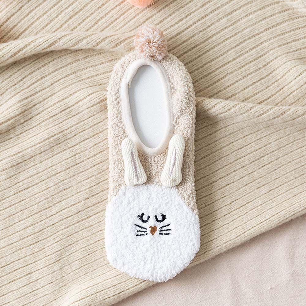 Mouse Coral Fleece For Girls Women Sleep Socks Winter Hosiery Korean Ankle Socks Floor Socks