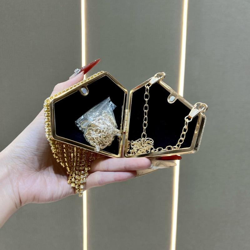 Мини-кошелек с красной лентой для женщин, стильный и универсальный, с сумкой с бриллиантовыми аксессуарами