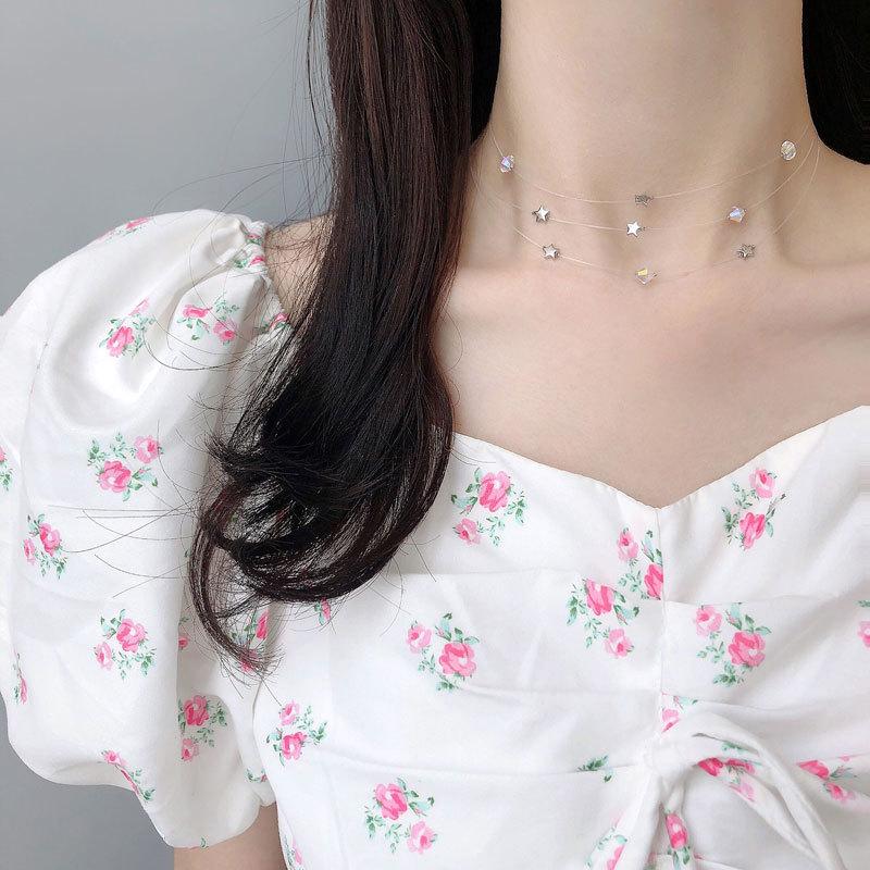 Многослойное ожерелье из лески Star для женщин, простая цепочка на шею, короткий стиль ключицы, студенческий свежий и элегантный