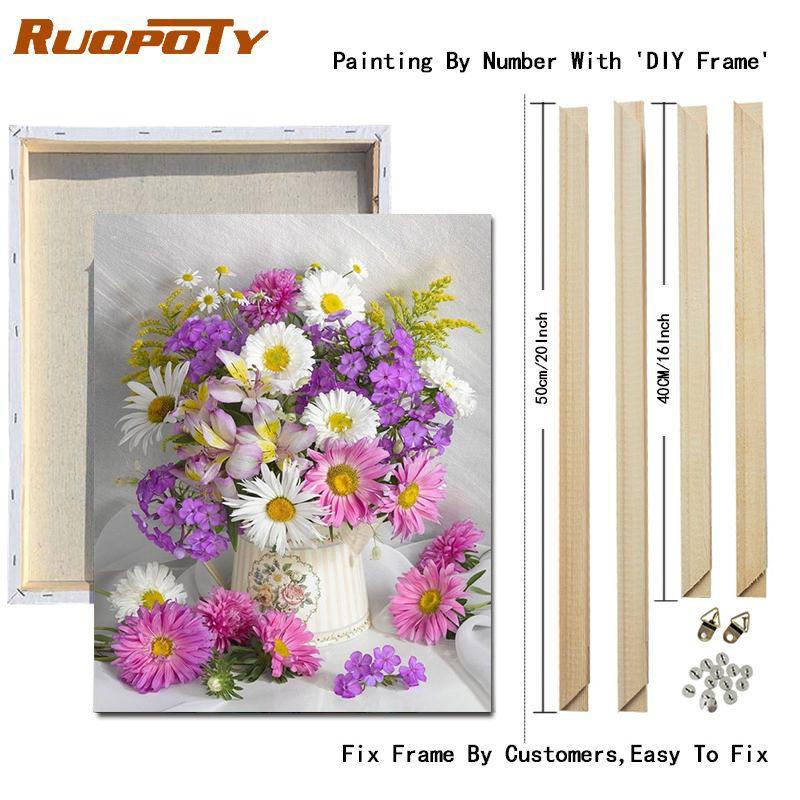 RUOPOTY Рамка «сделай сам», картина по номерам, башня, настенное искусство на холсте, акрил, уникальный подарок, картина по номерам, цветок для гостиной