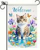 Spring Garden Ag Double-Sided Cute Cat with Butteries and Colorful, 12x18 XXQ