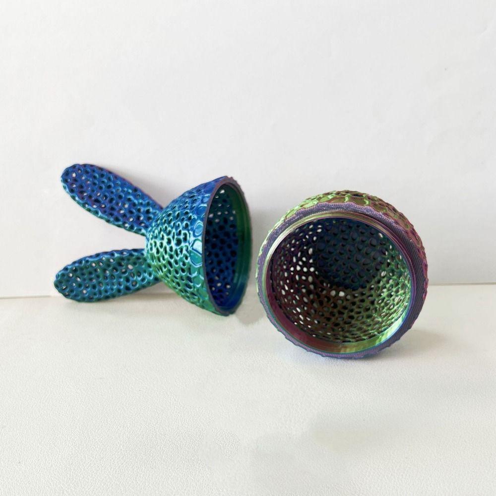 Handmade Easter Bunny Egg Printed Toy 3D Printed Easter Eggshell Statue Easter Eggs Figurines  Desk