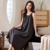 Suspender nightdress women's cloud cotton cool solid color sleeveless neck pajamas with chest pads summer loungewear can be worn outside
