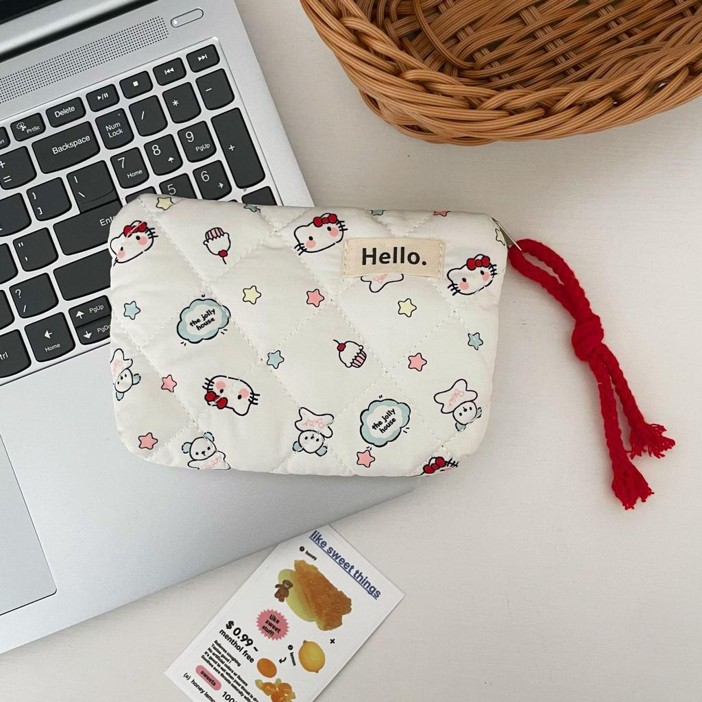 Милый стеганый кошелек для монет: Женская мини-сумка для помады, хранения всякой всячины и держатель для карт 2025