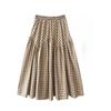 Design Sense Art Retro Plaid High Waist Slimming A- Line Skirt New Patchwork Big Hem Umbrella Skirt Long Skirt