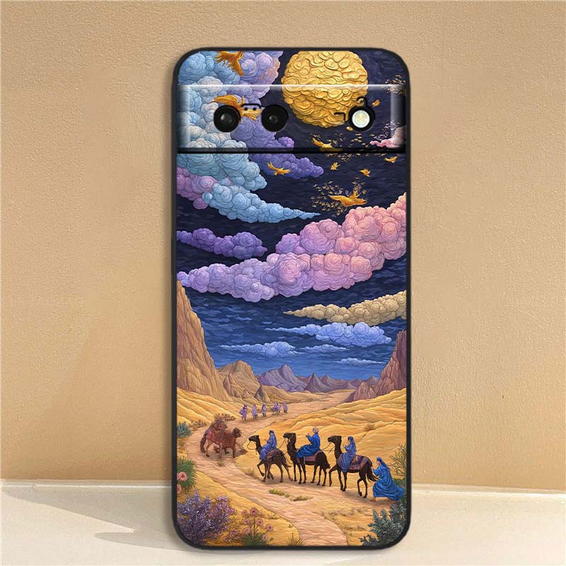 Креативные пейзажные узоры Для Google Pixel 10 9a 9 8A 8 7 7A 6 6A Pro XL 2024 5G Черный Мягкий ТПУ Силиконовый Чехол для Телефона