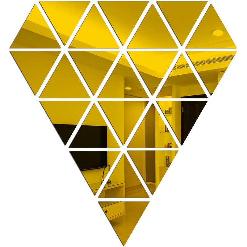 3D Наклейка на стену в форме равностороннего треугольника с зеркальной поверхностью, стороны 15 см, множество комбинаций.