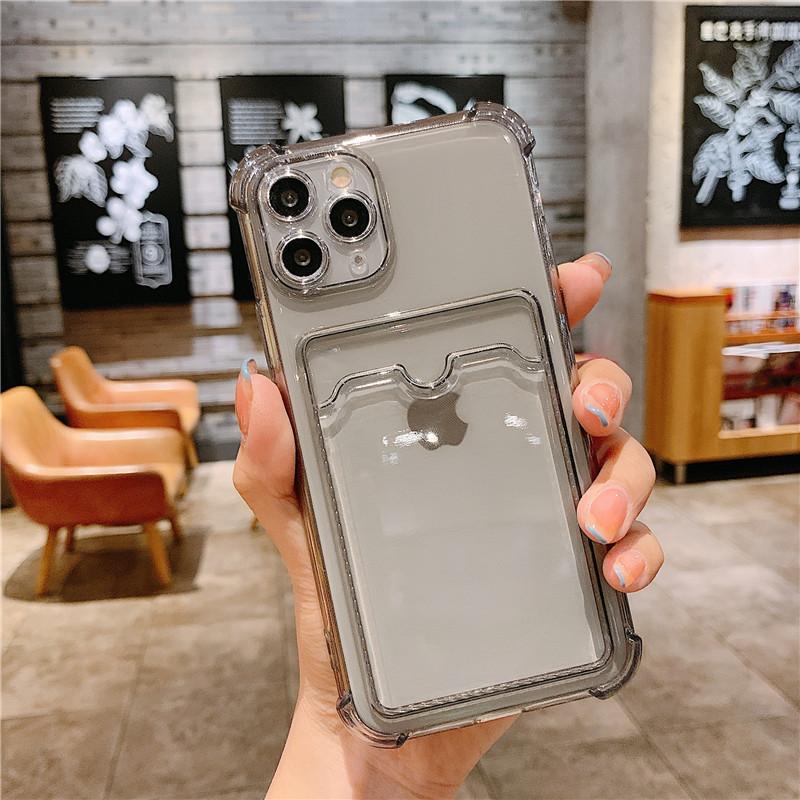 Кошелек Держатель для карт Прозрачный Мягкий чехол Для iPhone 11 13 12 14 15 16 Pro Max 17 Air X XSMax XR 16promax Прозрачные Слоты для карт Чехол