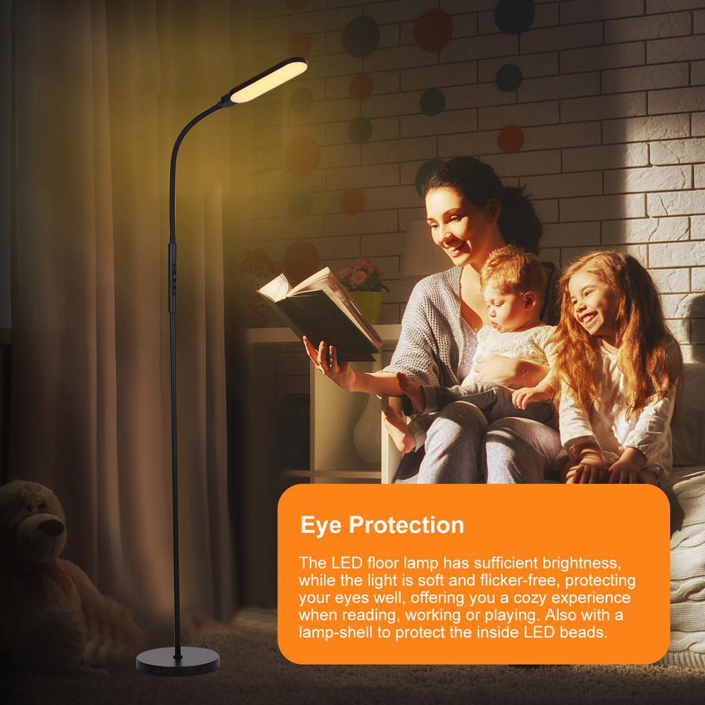Tomshine LED Floor Lamp Modern Standing Lights Reading Light Touch Control 9 Brightness Levels & 5