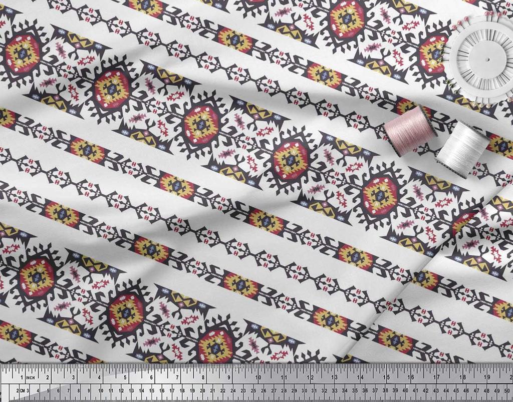 Soimoi Японская креп-сатиновая ткань Ацтекская юго-западная печатная ткань 1 метр 42 дюйма