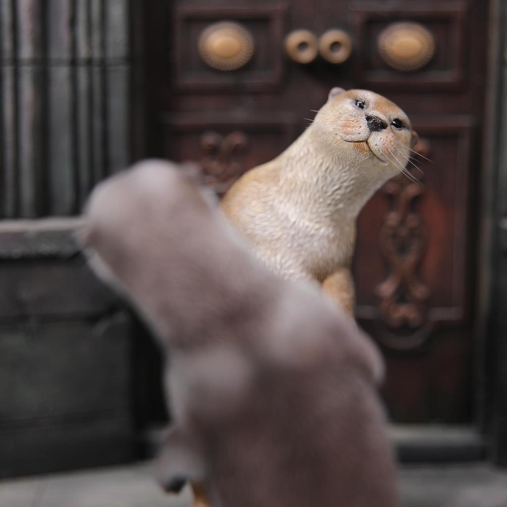 JXK Выдра Выдра Фигурка Статуэтка Миниатюра Лиса Смола Модель Настольный Аксессуар Украшение Подарок на День Рождения Окрашенный Готовый Продукт