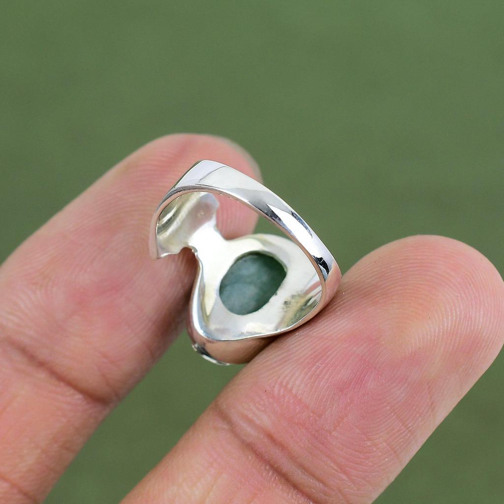 Кольцо с Амазонитом Кольцо из Стерлингового Серебра 925 Пробы Кольцо Ручной Работы Уникальное Кольцо с Драгоценным Камнем Серебряные Украшения Красивое Кольцо Свадебный Подарок Доступно по Размерам Кольца
