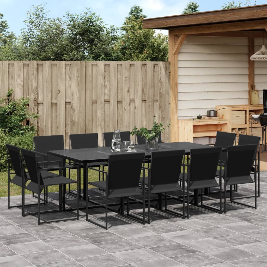 13 Piece Outdoor Dining Set Black Textilene