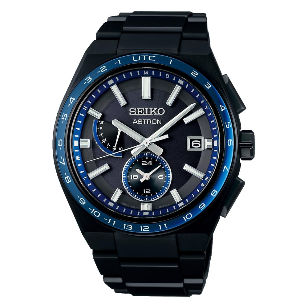 Мужские солнечные радиочасы Seiko ASTRON SBXY041 с полным автоподзаводом, мировым временем, полностью черным титановым корпусом и браслетом