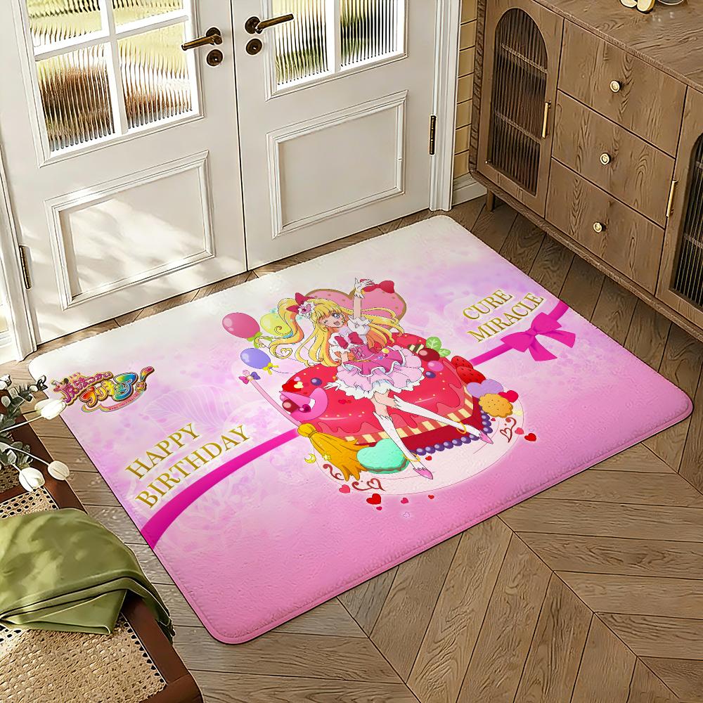 Pretty Cure Floor Mat Soft Thickened Absorbent Non-Slip Bedroom Living Room Door Mat Home Decor Flannel Rugs
