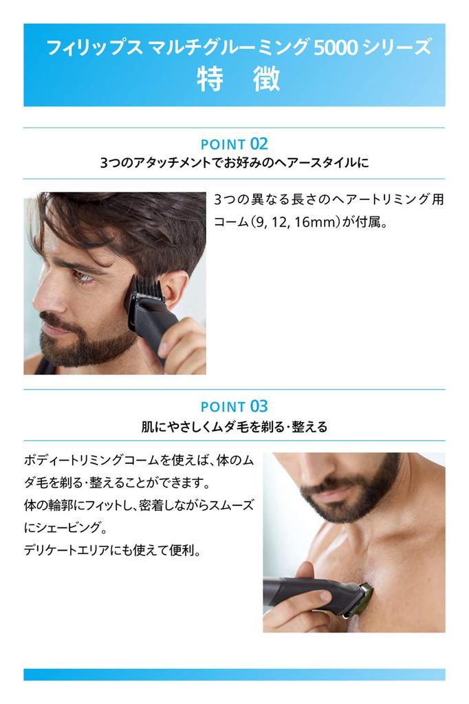 Philips Body Trimmer Multi Grooming Kit 5000 Series Body Shaver функции в 1 волоске черный (11 машинка для стрижки/триммер для бороды/нож) МГ5730/15