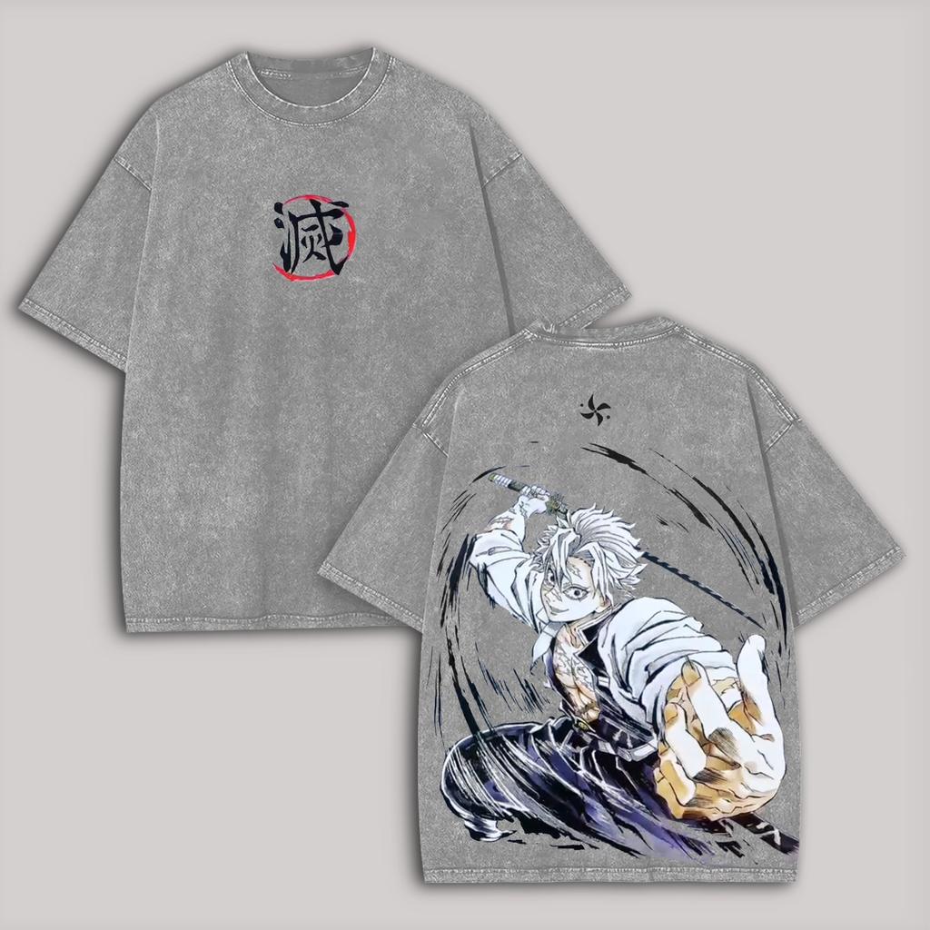 Аниме Футболка с графикой Demon Slayer для мужчин и женщин Одежда Шинадзугава Санеми Выстиранная футболка Высококачественный хлопок Футболка с коротким рукавом