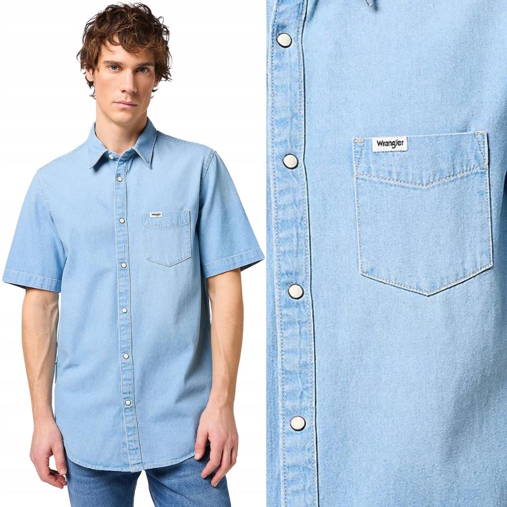 Wrangler 1 pocket shirt Bleach denim shirt short sleeve DENIM M