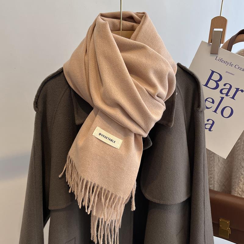 "Korean Style Pink Imitation Cashmere Scarf - Cute Winter Gift for Women, Boyfriends & Girlfriends"