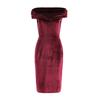 Sumer Evening Dress Off Shoulder Strapless Velvet Skinny Sheath Solid Color Sleeveless Backless Cocktail Party Prom Midi Dress