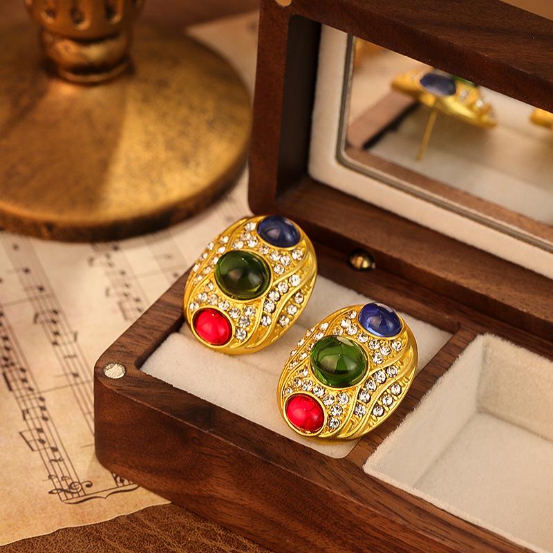 Винтажные ретро серьги-пусеты овальной формы в двух тонах для женщин