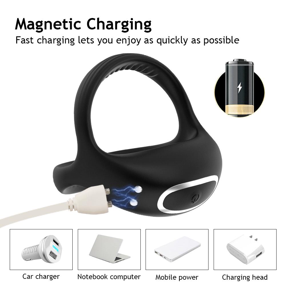 Вибрирующее кольцо на член для мужчин Силиконовые кольца на пенис Интенсивная вибрация Мужской вибратор Более длинная, твердая, сильная эрекция Игрушки для взрослых