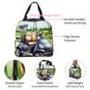 1pc, Golf Cart on Green Grassy Field Printed Thermal Bag, Insulation Bag, Insulated Bag, No Food Contact, Suitable for Home, Res