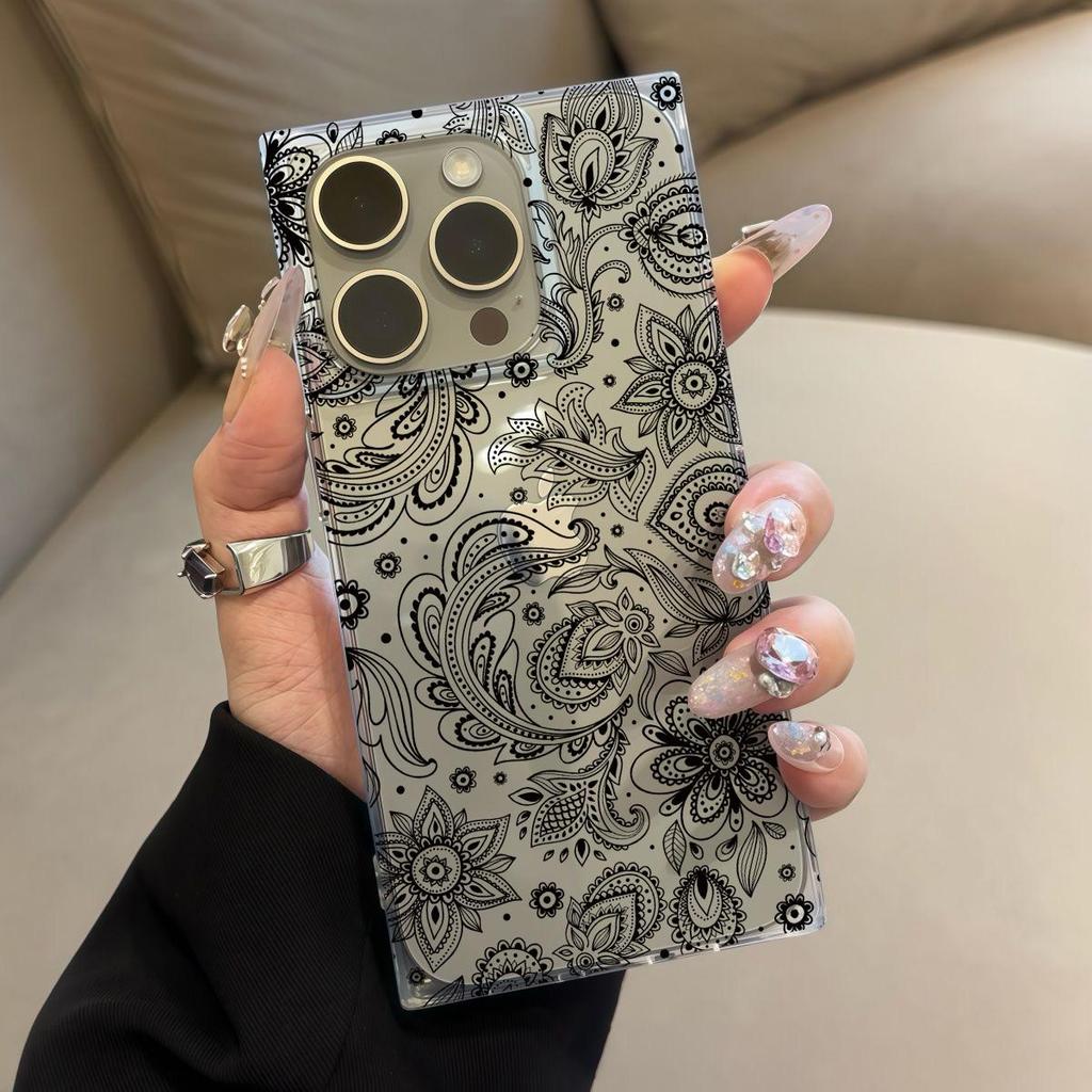 Прозрачный квадратный чехол-накладка для iPhone 16 ProMax 15 Plus 14 Pro Max 13 11 12, защита от окисления, с рисунком летних цветов