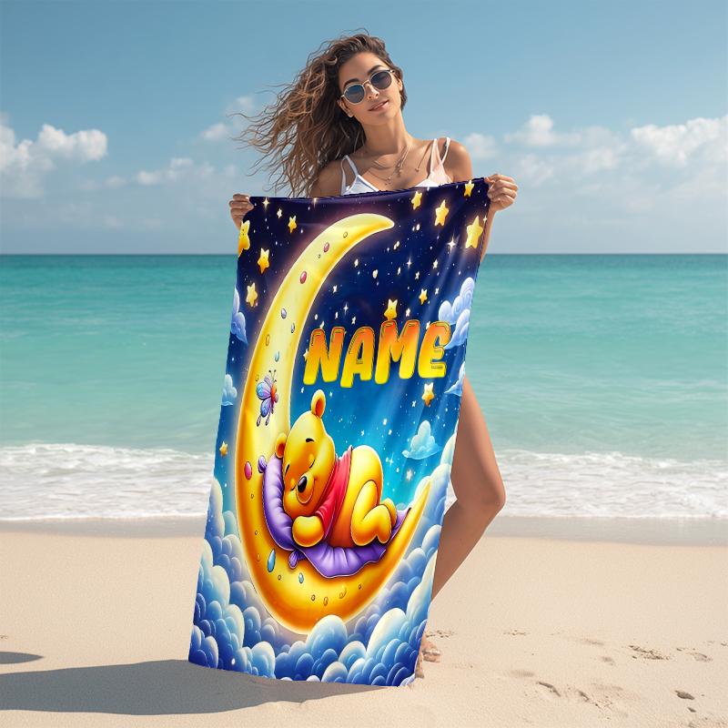 Personalized Winnie Pooh Adventure Beach Towel Microfiber Beach Towel Thin Absorbent for Beach Swimming Yoga Bath Sports. 0910369