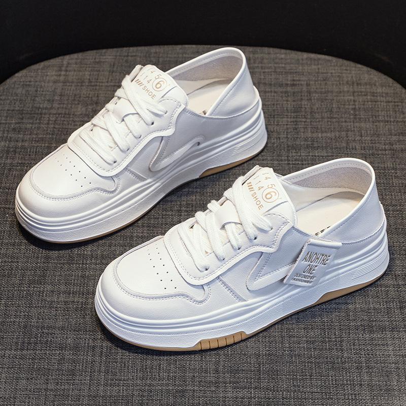 White Platform Shoes Women's Summer New All-Matching Genuine Leather Sports and Leisure Two-Way Sneakers Ins Fashion Shoes