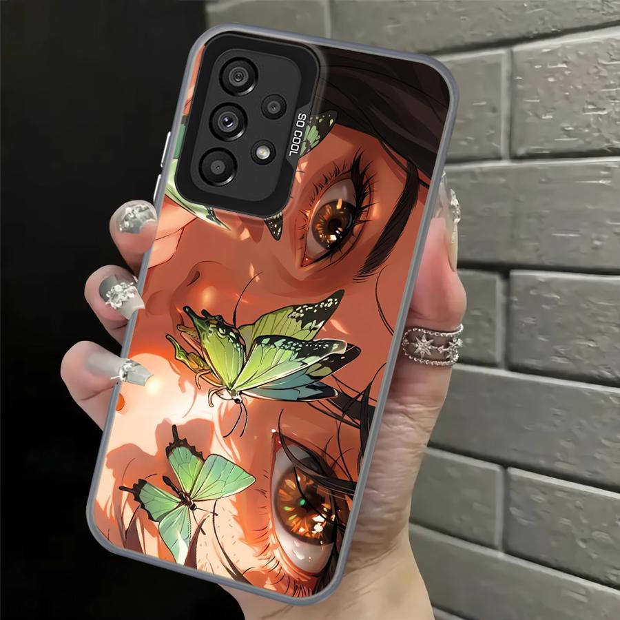 Задняя крышка-чехол для телефона Samsung Galaxy A03 A10 A20 A06 A07 A72 A04 A05 A51 A52 A71 A50 A54 A56 Мультяшная Девочка с Большими Глазами