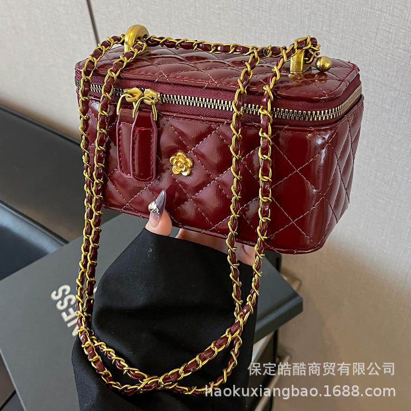 Rhombus Chain Bag Women's 2025 New Trendy Spring Popular Fashion High-end Shoulder Bag Crossbody Bucket Bag