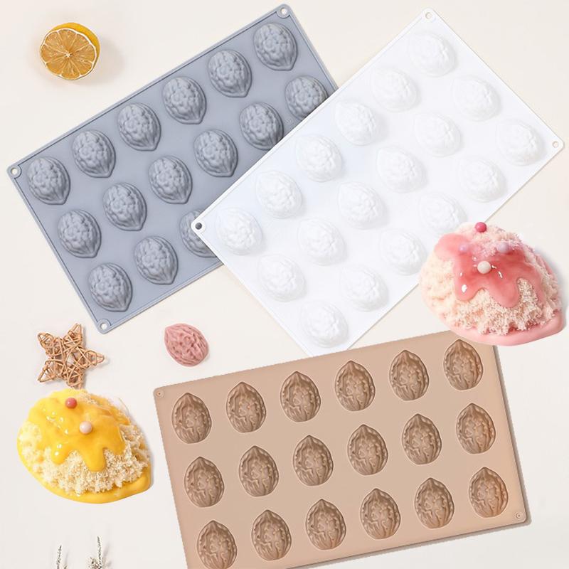 4/18-Cell Walnut Design Mousse Mold Pecan Pistachio Silicone Chocolate Mould Kitchen Bakeware Cake Decor Dessert Baking Tools