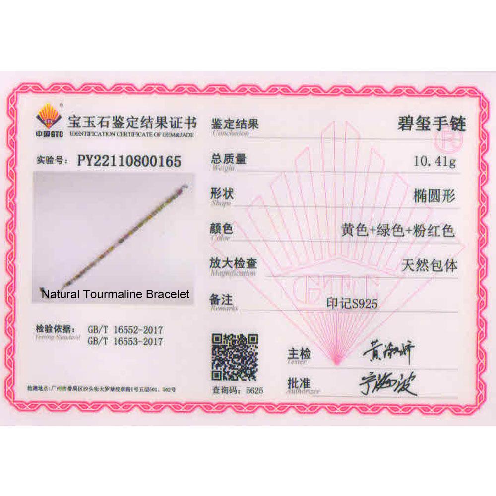 Real Colorful Gemstone Bracelet Natural Brazil Tourmaline Oval 4*6mm Fine Jewelry 925 Sterling Silver for Women Gift