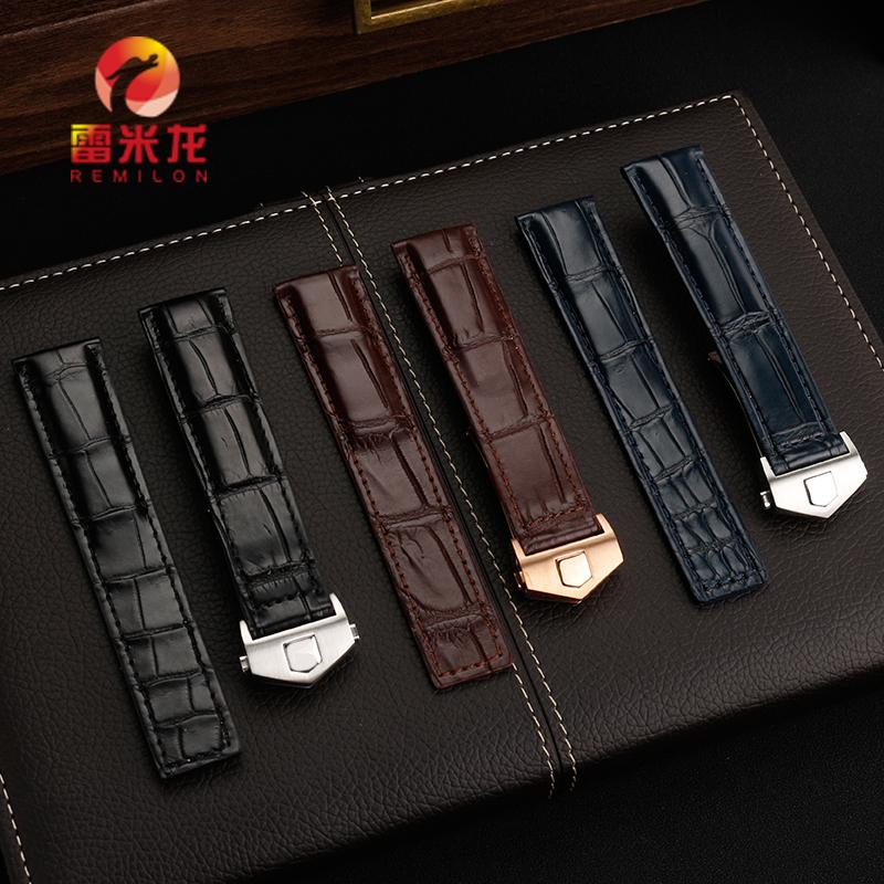 For Ultimate Crocodile Leather Watcband Huawei Watch GT3 Honor Smart Strap Casual Business TAG HEUER Bracelet Blue Black 22mm